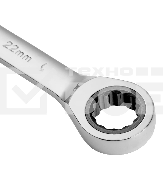 Ключ комбинированный Denzel, с трещеткой, 22 мм