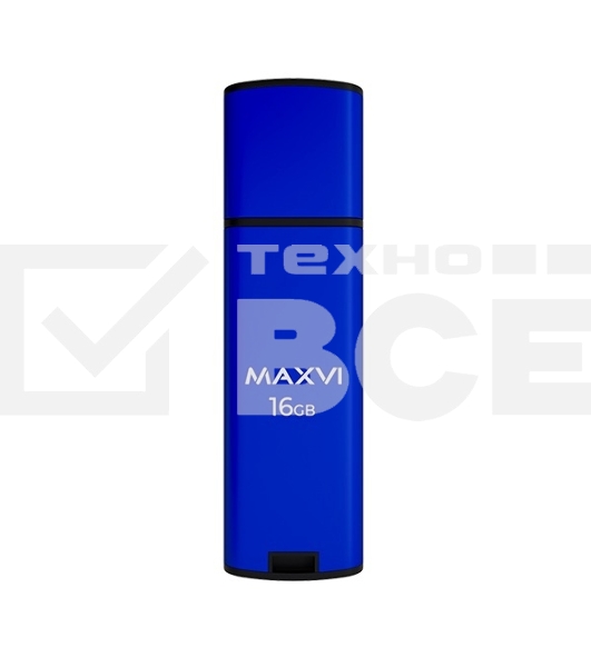 Флеш диск Maxvi MP2 16GB USB 2.0 blue, монолит с колпачком, ABS пластик + металл