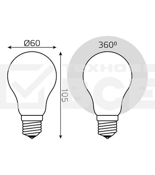 Лампа светодиодная Gauss Filament A60 E27 10Вт 4100К OPAL диммир