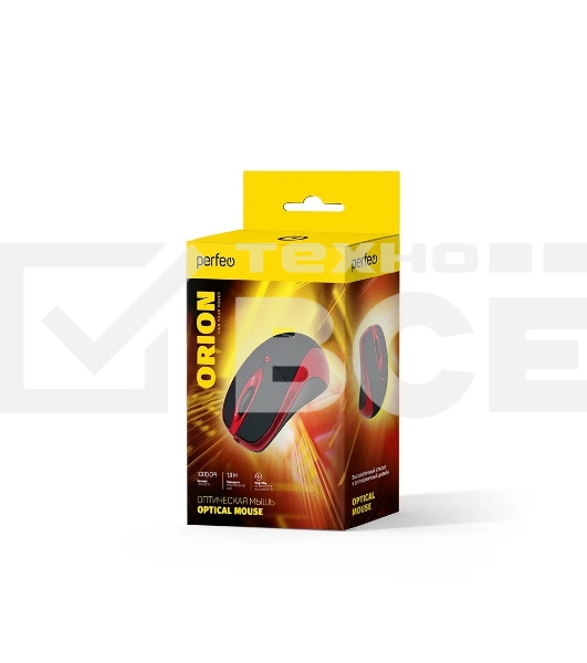 Мышь проводная Perfeo ORION черный/красный, 1000 dpi, USB, кнопки - 3