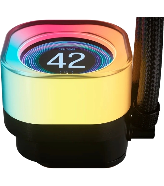 Система жидкостного охлаждения Corsair iCUE LINK TITAN 240 RX LCD (240мм, черный, RGb/ Fans: 2x120мм, 73.5CFM, 36dBA, 2100RPM/ S: 1851, 1700, AM5, AM4)