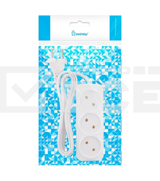 Удлинитель Smartbuy, 3 гнезда 1,5 метра 6А/1,35кВт без заземления ШВВП 2х0,75 (SBE-10-3-1,5-F)