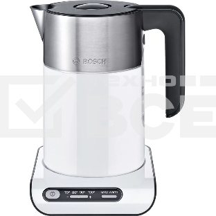 Чайник электрический Bosch TWK8611P 1.5 л, 2400 Вт, белый/серебристый (корпус: нержавеющая сталь)