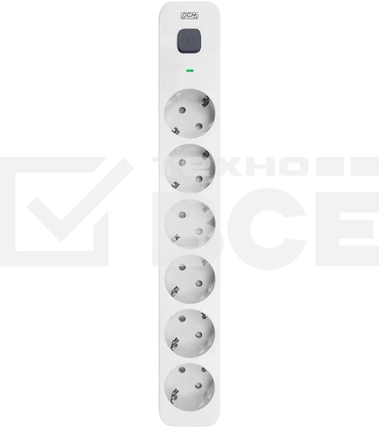 Сетевой фильтр Powercom SP-06W 1,8 м 1.8м (6 розеток) белый/серый (коробка)