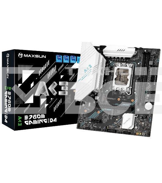 Материнская плата Maxsun B760M GAMING WIFI ACE D4, LGA 1700, Intel B760, 2xDDR4, 3xSATA, 2xM.2, 1xPCIe 4.0 x16, 1xPCIe x1, 1xHDMI, 1x1Gb LAN, 4xUSB-A 3.2 Gen 1, 2xUSB-A 2.0, 3x3.5 мм, 5.1, mATX