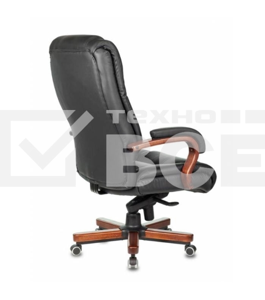 Кресло руководителя Бюрократ T-9925WALNUT/BLACK черный, кожа, крестовина дерево