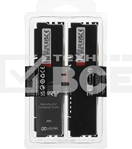 Оперативная память Kingston Fury Beast, DDR5, 32GB (2x16GB), 5600MHz, CL40, DIMM, с радиаторами, черный