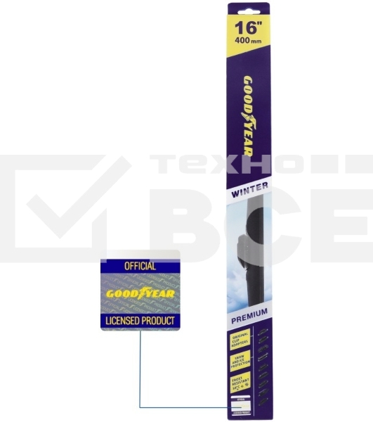 Щетка стеклоочистителя GOODYEAR GY005316 Winter Premium 16''/40 см, 9 переходников