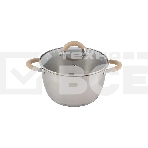 Кастрюля MALLONY Fortuna нержавеющая сталь, 4,5 л, с крышкой, матовый корпус, ручки с силиконом (007220), фото 1