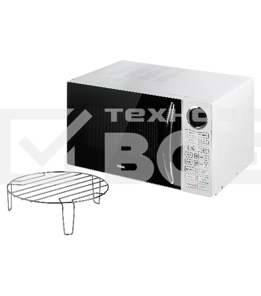 Микроволновая печь BBK 23MWG-930S/BW белый/черный, 23 л, 900 Вт, переключатели - сенсор