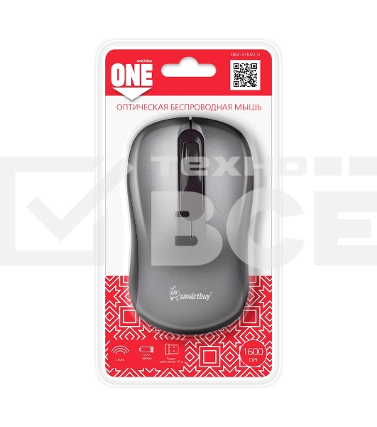 Мышь беспроводная Smartbuy ONE 378 серая (SBM-378AG-G)