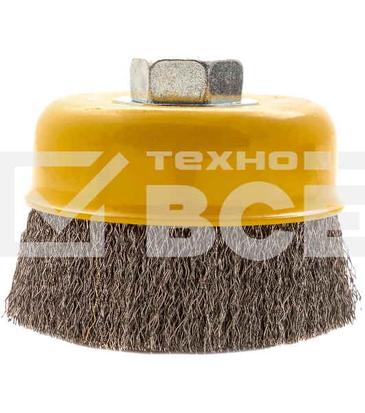 Щетка для УШМ Denzel 100 мм, М14, чашка, витая нержавеющая проволока 0,3 мм