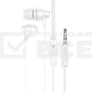 Наушники вакуумные AUX разъем с МК без рег.громкости длина 1.2м Borofone BM61 (White)