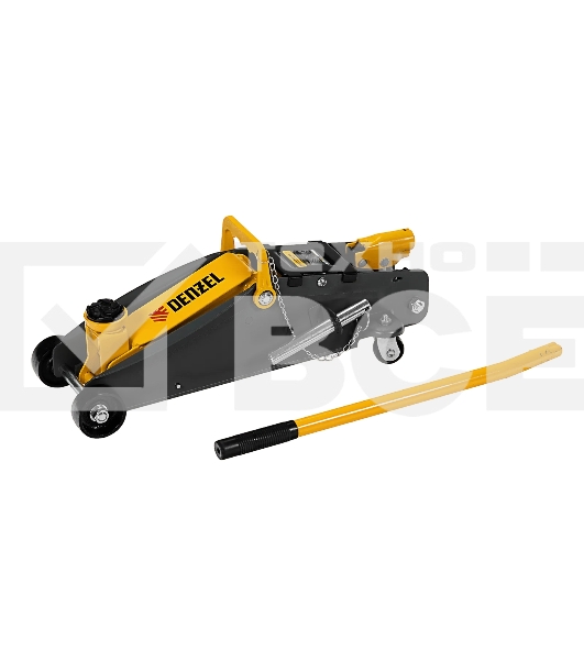 Домкрат гидравлический подкатной с фиксатором Denzel 2,8 т, 135-385 мм, в кейсе 51156