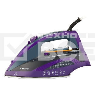 Утюг BRAYER, 2600 Вт, керамическое покрытие, автоотключение, Пар 140 г/м, One temp, антикапля, спрей, самоотчистка