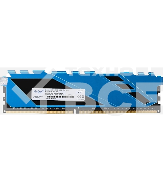 Оперативная память NETAC Shadow, DDR4, 16GB (1x16GB), 3200MHz, CL16, с радиаторами, синий