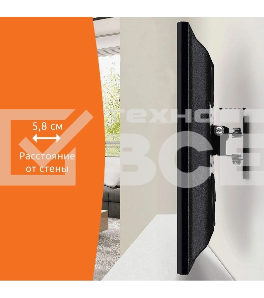 Кронштейн для телевизора SunWind 1F, 20-29', настенный, поворот и наклон, черный