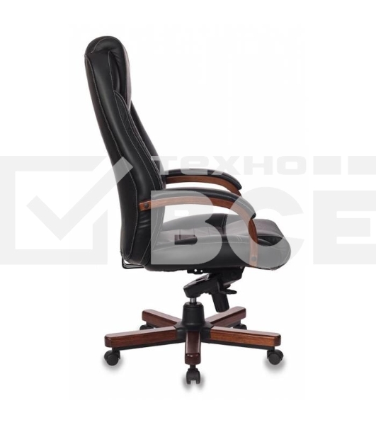 Кресло руководителя Бюрократ T-9923WALNUT/BLACK черный, кожа, крестовина дерево