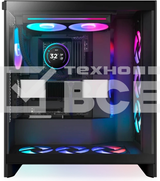 Система жидкостного охлаждения для ПК/Water Cooling System NZXT Kraken Elite 280 RGb (250W, 280мм, LED temp., Black/Fans: 2x140мм, 98.61CFM, 34.5dBA, 2000RPM/Pump height 65мм, 2800RPM, Rad thickness 27мм/S: 1851, 1700, 1200, 115X, AM5, AM4)