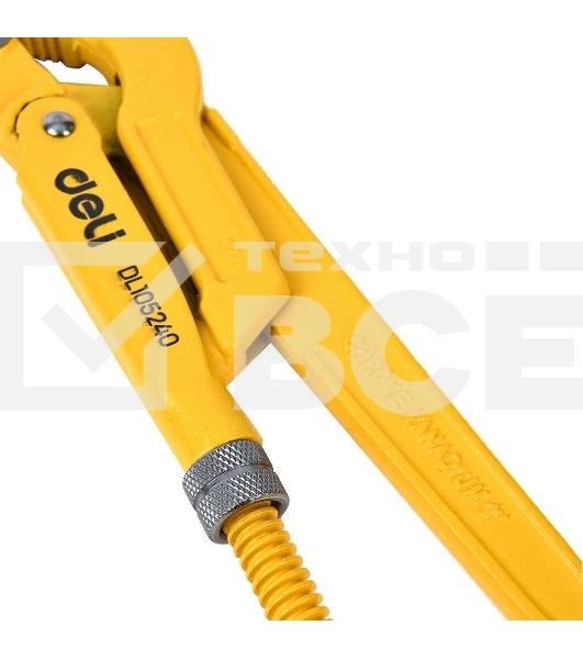 Трубный рычажный ключ №1 с изогнутыми губками Deli DL105240 315мм, раскрытие губок 0-40мм, сталь Cr-V