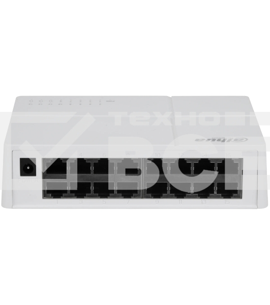 Коммутатор 16-в-1 Dahua DH-SF1016L/16 портов до 100 Мбит.с/коммутация до 3.2 Gbит.с/неуправляемый/Plug & Play/белый (DH-SF1016L)