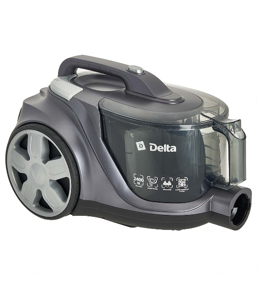 Пылесос Delta DL-0853 серый/фиолетовый, 400/2400 Вт, уборка сухая, пылесборник контейнер 4 л