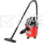 Строительный пылесос Зубр ПУ-15-1200 М1 красный/черный, 1200 Вт, уборка сухая/влажная, пылесборник мешок, 15 л, фото 1
