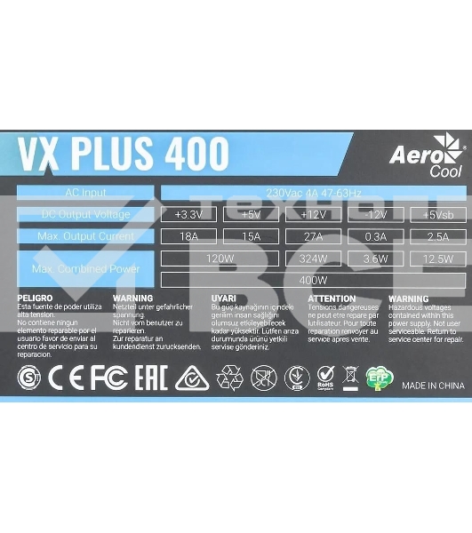 Блок питания Aerocool/Formula VX-400 PLUS, 400Вт, 120мм, черный