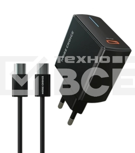 Сетевое зарядное устройство MORE CHOICE (4610196409912) NC60a черный - СЗУ 1USB-C 3.0A PD 20W быстрая зарядка для Type-C
