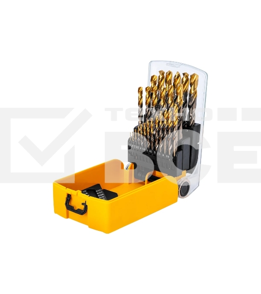 Набор сверл по металлу Denzel 1-13 мм, Р6М5К8-TiN, Golden Tip, 25 шт 723010