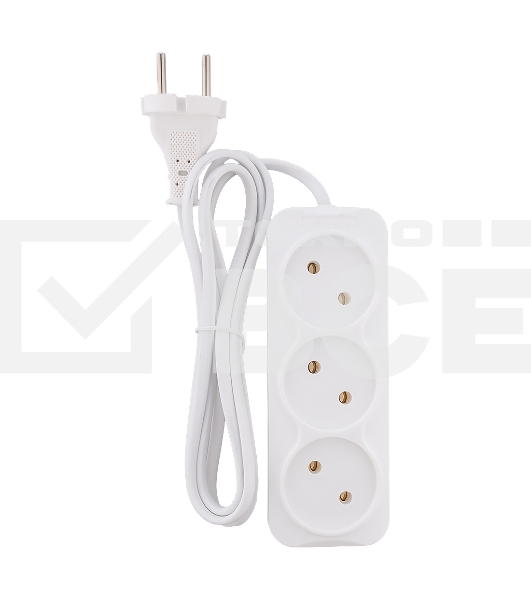 Удлинитель Smartbuy, 3 гнезда 1,5 метра 6А/1,35кВт без заземления ШВВП 2х0,75 (SBE-10-3-1,5-F)