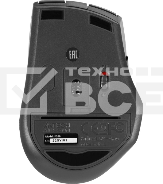 Мышь беспроводная A4Tech Fstyler FG30 серый, 2000 dpi, радиоканал, USB, кнопки - 5