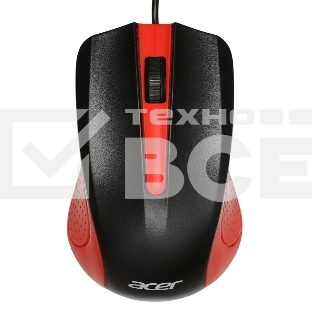Мышь проводная Acer OMW012 черный/красный, 1200 dpi, USB, кнопки - 3