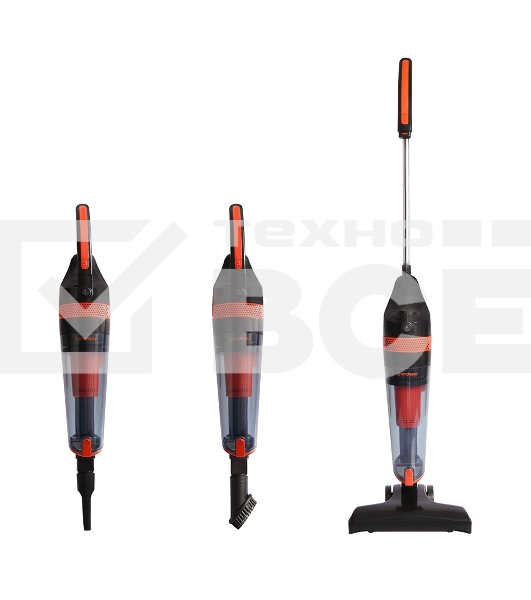 Пылесос вертикальный Endever SkyClean VC-294 черный/оранжевый, питание от сети, 120 Вт, уборка сухая, пылесборник 1.5 л