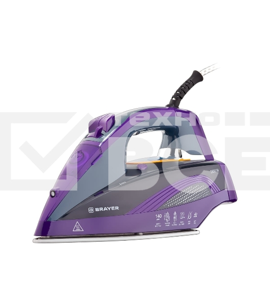 Утюг BRAYER, 2600 Вт, керамическое покрытие, автоотключение, Пар 140 г/м, One temp, антикапля, спрей, самоотчистка