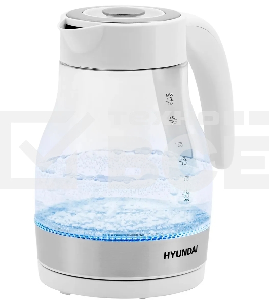 Чайник электрический Hyundai HYK-G3802 1.7л. 2200Вт белый/серебристый (корпус: стекло)