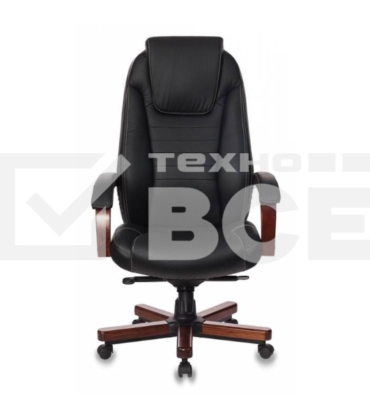 Кресло руководителя Бюрократ T-9923WALNUT/BLACK черный, кожа, крестовина дерево