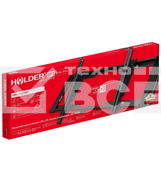 Кронштейн Holder LCD-T6920-B черный Диагональ: от 32 до 70. Нагрузка: до 45кг. Расстояние от стены: 60мм. Угол наклона:  +2⁰ + 15⁰,  Угол поворота: 0⁰ Стандарт крепления Vesa  600*400,  400*400, 400*200, 400*300, 300*300, 200*300, 200*200, 100*100