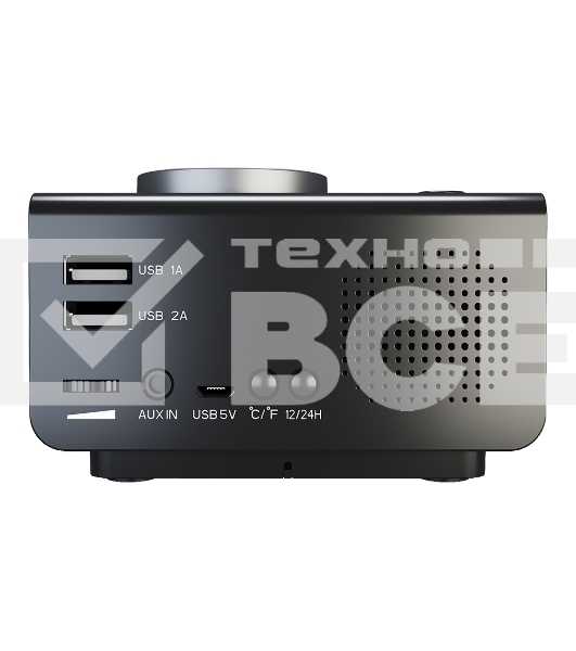 Радиочасы с будильником SOUNDMAX SM-1521U черный с серебром