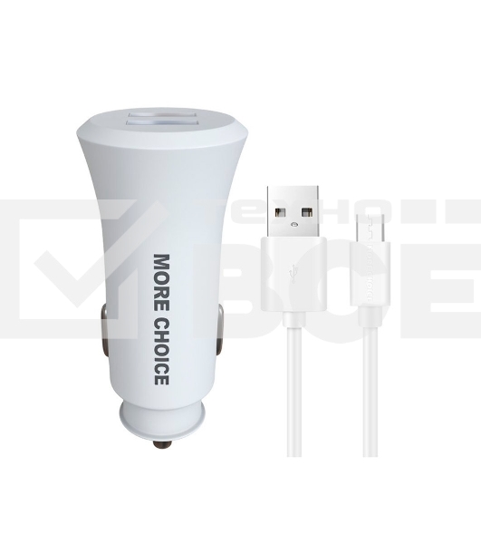 Автомобильная зарядка (от прикуривателя) MORE CHOICE (4627151192123) AC23m 2USB 2.4A для micro USB белый