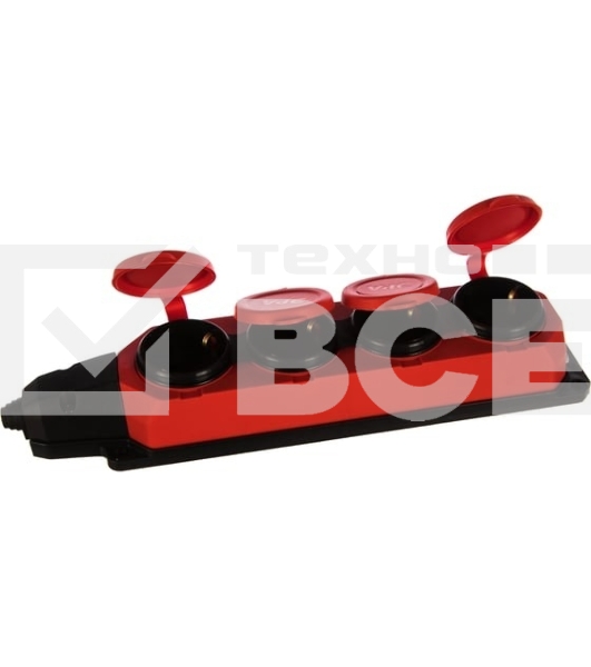 Колодка каучуковая ЭРА с/з 4 гн 16A IP44 красная (7/70/420)