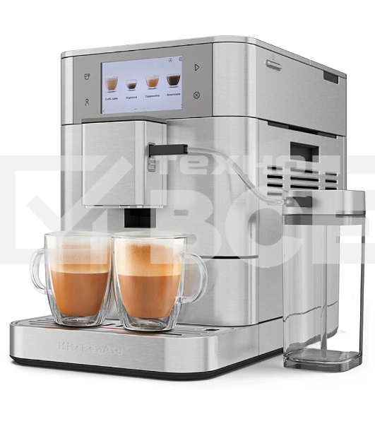 Автоматическая эспрессо-машина KitchenAid 5KES8558ESX, 2.2 л, одновременное приготовление двух чашек, 3 уровня крепости кофе, автоматическая очистка, автоматическая декальцинация, цветной дисплей, сенсорное управление, 40 рецептов, цвет нержавеющая сталь