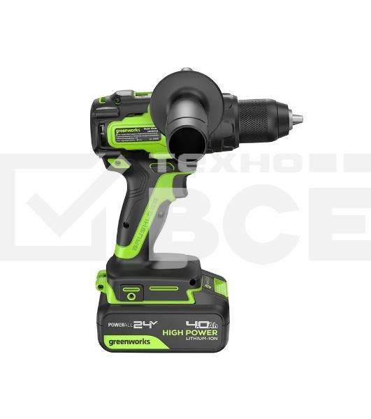 Дрель-шуруповерт аккумуляторная Greenworks GD24DD140 24V, 70/140Нм,Anti-kickback,2х4Ач,ЗУ,кор 3707607CUD