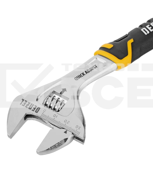 Ключ разводной Denzel 15742, 200 мм (раскрытие до 33 мм), CrV, с быстрым сбросом, кованый, TPR рукоятка