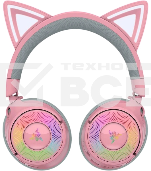 Гарнитура Razer Kraken Kitty V3 Pro Quartz розовый, беспроводная, bluetooth, до 70 ч, подсветка