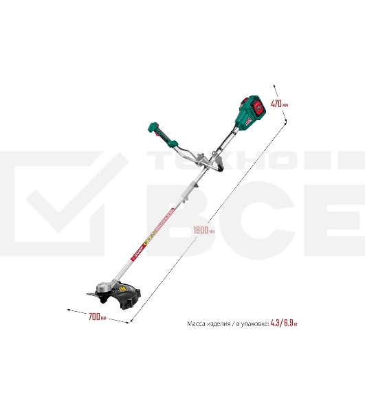 Триммер Зубр 36В бесщеточный, 2х18В АКБ (2А·ч) . ТАБ-365-22