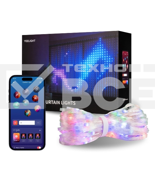 Умная штора-гирлянда Yeelight, 475 ламп, 1,5м x2м / RGBIC+ BLE / YLYDD-0053