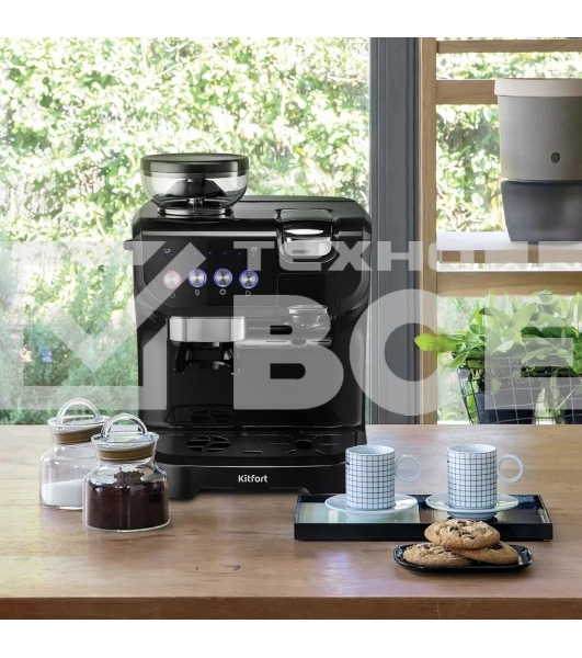 Кофеварка рожковая Kitfort КТ-7107 черный, исп. кофе - молотый/капсулы/зерновой, 2 л, 1560 Вт, 19 Бар