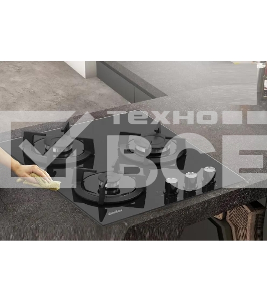 Газовая варочная панель Simfer H45N30B416, 3 конфорки, закаленное стекло, черный
