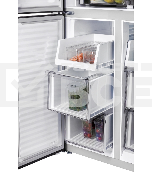 Холодильник Nordfrost RFQ 450 NFGb черное стекло многокамерный 270/135л морозилка сбоку, No Frost, Side by Side